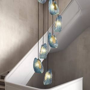 Lampes suspendues design en verre bleu paon à LED modernes pour couloir, bar, chambre à coucher, lustre, <span class=keywords><strong>luminaire</strong></span> suspendu - Product Image 4
