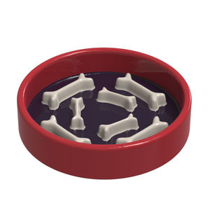 Ciotola per Cani in Ceramica Ecologica Moderna con Design a Forma di Osso per Alimentazione Lenta, Aiuta a Prevenire l'Alimentazione Rapida, OEM Premium - Product Image 1