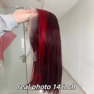 Peluca Roja/99j de Cabello Humano Remy Brasileño Decolorado, Peluca Bob Corta Lisa 13x4 Barata, Peluca con Cierre de Cabello 100% Humano Pre-Arrancada - Product Image 6