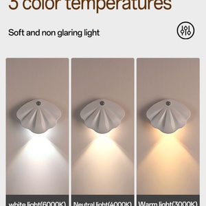 Modern Minimalist <b>Shell</b>-shaped Motion Sensor Wall <b>Light</b> Smart LED Charging Human Body Induction Lamp USB-powered Bedroom Bedside - Product Image 3