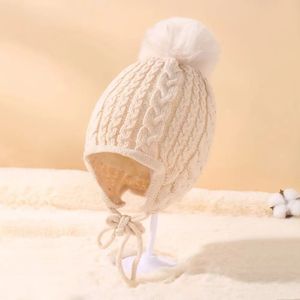 Nouveau hiver bébé chapeaux Beanie <span class=keywords><strong>Bonnet</strong></span> pour garçons filles <span class=keywords><strong>bonnet</strong></span> en tricot pompons nouveau-né accessoires chaud oreille trucs enfants chapeau gants ensemble - Product Image 3
