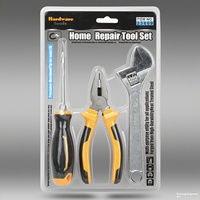 Ensemble d'outils en acier au carbone en stock pour la réparation domestique, emballé sous blister, incluant tournevis et marteau