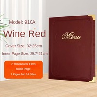 Porte-menus personnalisé en cuir PVC A4, couverture double face pour restaurant, hôtel, bars, café