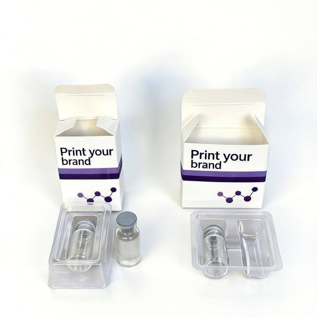 Custom Printing Small 3mL Vial Packaging 1 Pack or 2 Pack of 3ml Vials Box with Labels Plastic Tray to Hold 2ml Vial