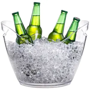 ワインプラスチック楕円形収納浴槽ビール瓶ドリンククーラーパーティーアイスバケットパーティー飲料チラービンバスケットクリア