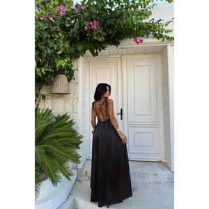 Robe de bal longue noire Anas dos nu, ornée de sequins, style chic et luxueux, coupe Empire, taille XL pour femme, idéale pour les soirées - Product Image 3