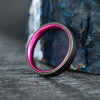 Gentdes perhiasan kustom 4mm cincin Titanium Sepuh hitam semburan pasir cincin ungu dalam cincin aluminium untuk wanita cincin pasangan