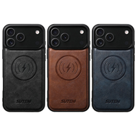 Coque de téléphone SUTENI pour iPhone 18 Pro Max, chargement magnétique sans fil, texture lisse, simili cuir, compatible avec les modèles 17, 16 Plus, 15, 14, 13, 12