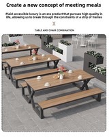 Ensemble table et chaises monobloc moderne et imperméable à l'eau pour l'extérieur, 2 places en métal, bois et aluminium, pour le patio