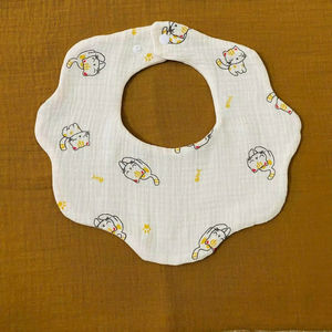<b>Baby</b> Bibs Flower-shaped Design <b>Muslin</b> Cotton Double Layer Ultra Soft Absorbent Snap Button Customized Size For Newborns - Product Image 1