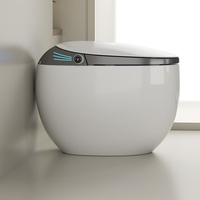 WC intelligent de luxe en forme d'œuf avec bouclier de mousse automatique, commande vocale, siège chauffant, bidet intelligent à siphon en S, à poser au sol