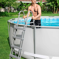 Piscine familiale ronde, piscine extérieure pliable en PVC, piscine stable avec structure en acier Pro Max, ensemble de piscine pour la famille