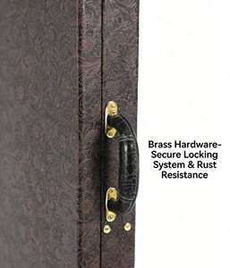 Étui de guitare en cuir de qualité supérieure avec motif floral en relief, logo personnalisé disponible, protection rigide robuste pour <span class=keywords><strong>Strat</strong></span> - Product Image 3