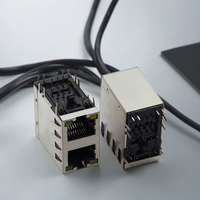 Kabel konektor RJ45 2-Pin, dengan Ethernet berpelindung CAT6 UPT Plug 8-Pin RJ45 Jack dua port 1-8P8C konektor Ethernet