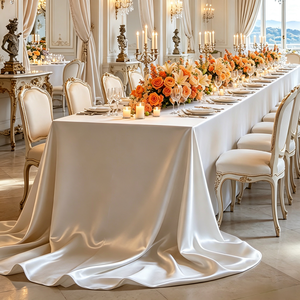 <span class=keywords><strong>Tovaglia</strong></span> Grande Personalizzata in Tessuto Satinato Bianco Avorio per Matrimoni e Feste - Product Image 6