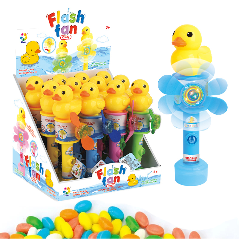 Shantou Juqi Candy Toys Little Duck Flash Light Fan Toy Candy