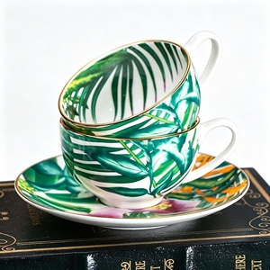 Tropical Rainforest Monstera Pattern Ceramic <b>Dinnerware</b> <b>Set</b> - Product Image 4