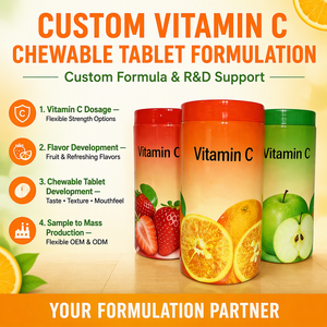 <span class=keywords><strong>Compresse</strong></span> <span class=keywords><strong>Masticabili</strong></span> di <span class=keywords><strong>Vitamina</strong></span> <span class=keywords><strong>C</strong></span> Personalizzate, Produttore OEM, 1000mg di Vitamine B, Zinco, Arancia, Etichetta Privata - Product Image 1
