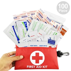 Top Selling Portable 100pcs Mini Small First Aid Emergency Kit Pakistan steelpro with Supplies Meet or Exceed ce iso Red Core
