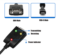 Convertidor USB 2.0 Tipo C RS232 UOTEK, Cable USB-C Macho a DB9, Blindaje Trenzado, Cubierta de PVC, Anillo Magnético, Protección Contra Sobretensiones UT-880-TC