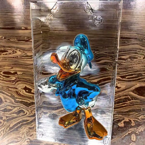 Nieuwkomer Donald <span class=keywords><strong>Duck</strong></span> Animatronic Figuren Galvaniseren Hars Sculpturen Chromen Afwerking Glasvezel Cartoon Candy Eenden Beelden - Product Image 3
