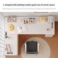 Bureau d'angle avec étagère intégrée ; Bureau d'étude à domicile, coiffeuse de chambre, bibliothèque tout-en-un ; Bureau d'ordinateur en L, bureau de travail en MDF