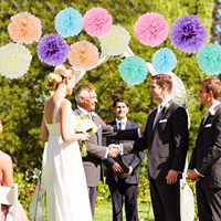 Dekorasi Pesta Pastel - Pom Pom Pelangi, Bunga Kertas untuk Pernikahan, Ulang Tahun, Resepsi Pertunangan, Pesta Bridal Shower