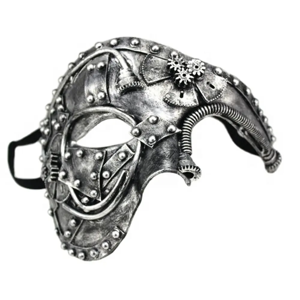 Carnival Half Face Vintage Mechanical Punk Mask with Halloween Cosplay Steampunk Party Mask Party Accessories