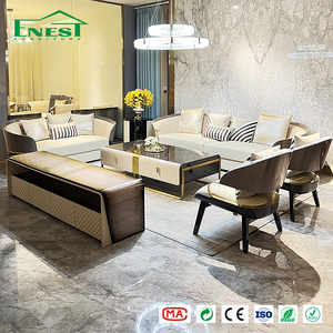 Ensemble de meubles de salon italien moderne de luxe Enest, <span class=keywords><strong>canapé</strong></span> en cuir 1+<span class=keywords><strong>2</strong></span>+3 <span class=keywords><strong>places</strong></span> avec dossier matelassé en diamant pour projet de villa - Product Image 2