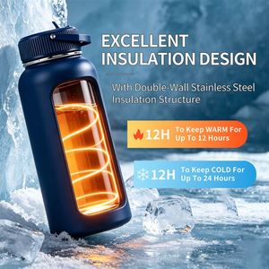 Bouteille d'eau en acier inoxydable à double paroi isolée sous vide, sans BPA, avec logo personnalisé, pour boissons chaudes et froides, idéale pour l'extérieur - Product Image 1