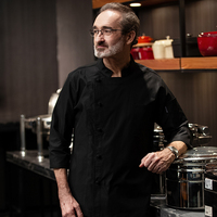 Uniforme moderne des nouveaux Chaquetas De Chef Vêtements de travail pour chefs Manteaux Executive Noir Blanc à manches longues