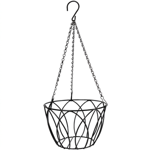 Panier suspendu pour pots de fleurs avec cadre ajouré incurvé, chaîne et crochet, support de plantes pour intérieur, extérieur, balcon, jardin - Product Image 1