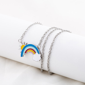 สร้อยคอการ์ตูนรูปพระอาทิตย์ สายรุ้ง เมฆ ทำจากสแตนเลส ของขวัญเครื่องประดับ - Product Image 2