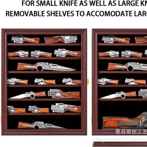Wooden Knife Storage Rack <b>Wall</b> Mounted 7 Layer <b>Display</b> <b>Case</b> For Pocket Knives And Badges - Product Image 4