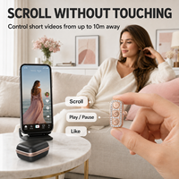 Anillo de Cristal con Diamantes, Control Remoto Inalámbrico, Manos Libres para Teléfono y Tableta, Desplazamiento de Videos Cortos, Portátil y Recargable