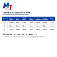 Étau de précision manuel MT-QGG88 MT-QGG100 MT-QGG125 3,5-5 pouces 0,003 mm 58HRC à mâchoires en V pour vente en gros CNC