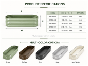 Vasca per Coltivazione Vegetale da Esterno in Acciaio Zincato Verniciato a Polvere, Resistente alle Intemperie, Antiruggine, Design a Fondo Aperto, Ecologica - Product Image 2