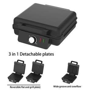 <span class=keywords><strong>Plaque</strong></span> détachable <span class=keywords><strong>de</strong></span> grande taille 3 en 1 <span class=keywords><strong>de</strong></span> finition mate, grille-pain à sandwich multi-usages, gaufrier belge aux œufs - Product Image 2