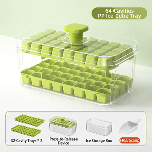 Bac à glaçons à ouverture facile avec bac de rangement, machine à glaçons de grande capacité (32-96 cubes) de qualité alimentaire avec couvercle et pelle pour bar à domicile - Product Image 6