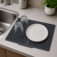 Tapis d'égouttage épais en silicone 45x30cm, antidérapant, résistant à la chaleur, incliné, pour sécher la vaisselle et les ustensiles de cuisine sur le comptoir