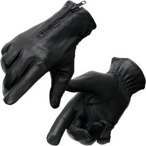 Gants de moto légers non doublés noirs pour hommes en cuir 2025 SH226D avec fermeture à glissière au poignet - Product Image 4