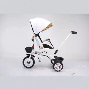 Children Tricycle With Sunshade Foaming Wheels White Four In One Baby Stroller For Kids - Product Image 2