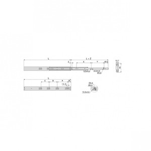 EMUCA 4301505 in acciaio EMUCA Kit per cassetto in pieno prolunga cuscinetto a sfere 45X300mm chiusura morbida in zinco placcato 1 paio - Product Image 5