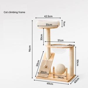 Árbol rascador clásico integrado para gatos con bola giratoria de juguete - Condominio para gatos de madera de pino de alta calidad, 4 niveles, OEM ODM disponible - Product Image 5