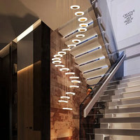 Lustre d'escalier en colimaçon duplex moderne lustre long Architecture créative toit salon lumières éclairage intérieur
