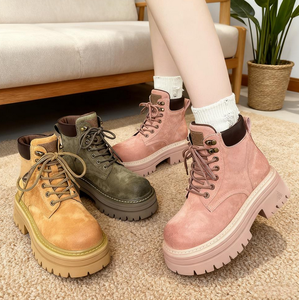 Botas de Otoño de Cuero para Mujer que Aumentan la Estatura, Zapatos para Caminar y Hacer Ejercicio - Product Image 1