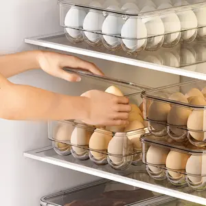 Stackable Deviled अंडे धारक ताजा रखने ढक्कन के साथ रेफ्रिजरेटर आयोजक भंडारण रैक प्लास्टिक अंडे की ट्रे
