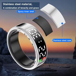 SR08 Metal Smart Ring With <b>Digital</b> Display, IP68 Waterproof, Swim Sleep Fitness Health Tracker, Without Charging Case IP68 Water - Product Image 1