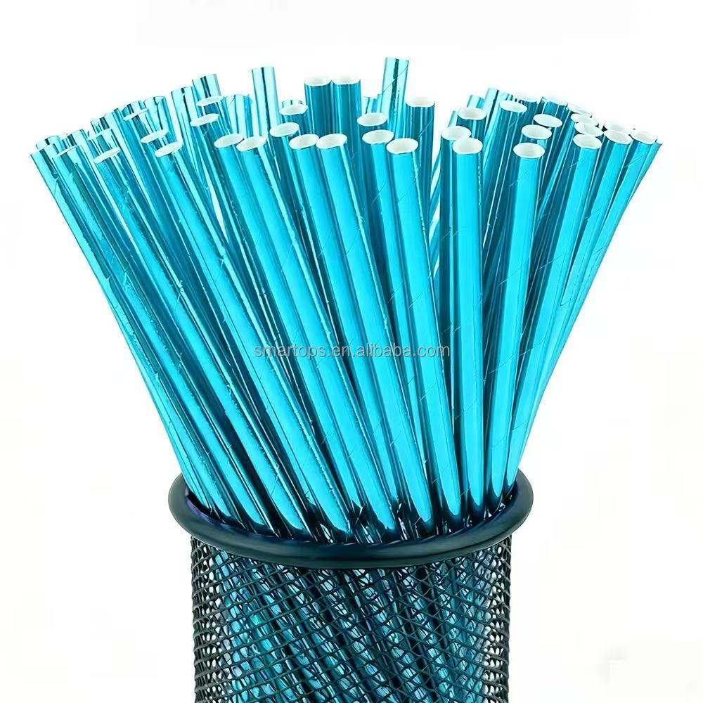 Biodegradable 100% Paper Recycling Straight Paper Straws for Christmas Holiday Wedding Anniversary Parties Disposable