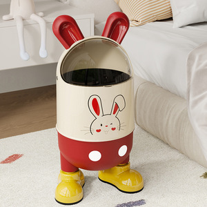 <span class=keywords><strong>Poubelle</strong></span> en plastique de dessin animé en gros avec couvercles, pratique et polyvalente, avec <span class=keywords><strong>un</strong></span> design de lapin pour la chambre <span class=keywords><strong>à</strong></span> coucher, le salon, avec roulettes - Product Image 2